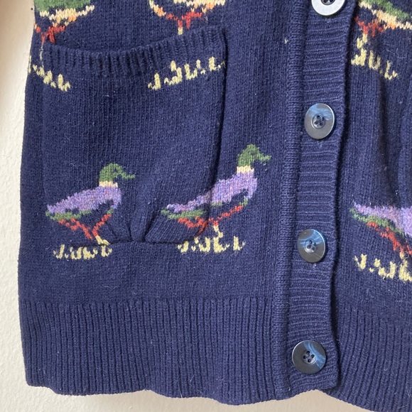Anthropologie HWR Wool Cardigan Sweater Mallard Duck Print Size M - Picture 8 of 16